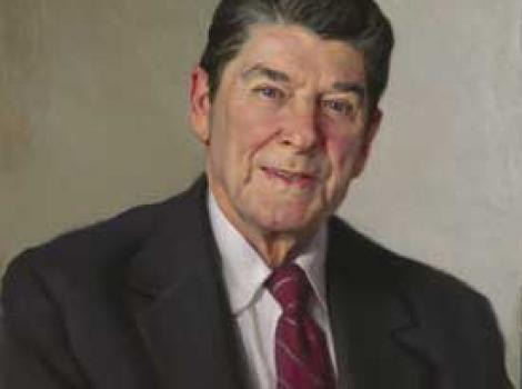 Painted portrait of Ronald Reagan