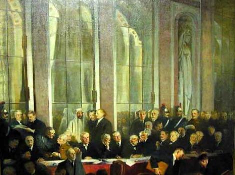 Signing of the Treaty of Versailles, 1919, by John Christen Johanson 