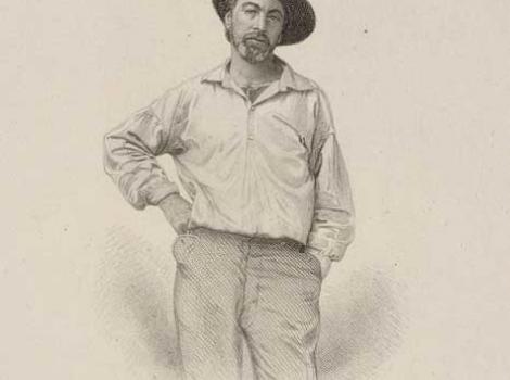 Walt Whitman in hat and casual pose