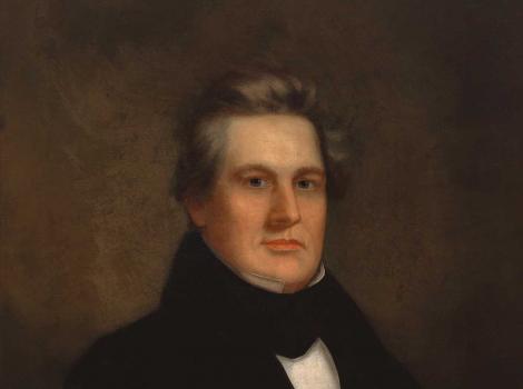 Painted bust portrait of a man in a suit