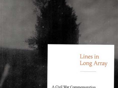 Cover of the book "Lines in Long Array," with a tree in the background behind the title
