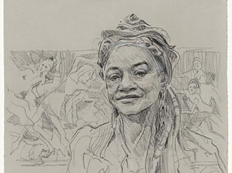 Line drawing of an African American woman