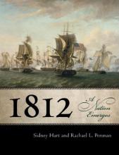 Book cover with painting of war ships, and the text "1812" in large font