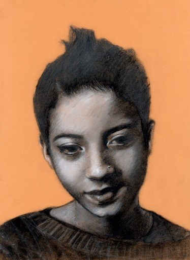 Deep Thought by Tiffany Vargas -- portrait of young woman looking slightly downward