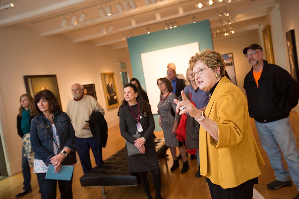Docent giving a tour in the gallery